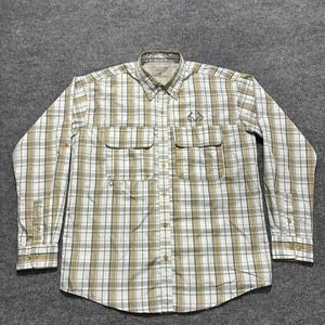 Realtree Fishing Mens Button Down Shirt Size M Plaid Vented Long Sleeve